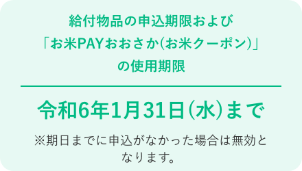 お米PAYおおさか（お米クーポン）第2弾の使用期限は2024/1/31